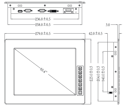 fpm-6104, xingtac, luchengtech, industrial monitor, 10.4"